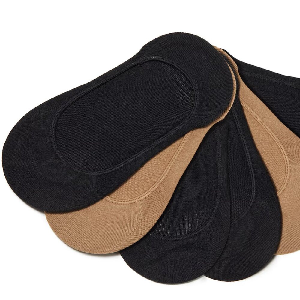 Kelly & Katie Black Beige Microfiber Liner 5-Pair Pack Socks